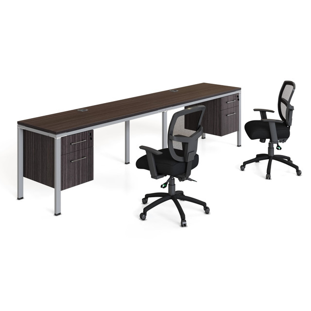 NORSTAR OFFICE PRODUCTS INC. SGSD006-202 Boss Office Products Simple System Double Desk, Side By Side With 2 Pedestals, 29-1/2inH x 132inW x 30inD, Driftwood NORSTAR OFFICE PRODUCTS INC. SGSD006-202 Boss Office Products Simple System Double Desk, Side By Side With 2 Pedestals, 29-1/2inH x 132inW x 30inD, Driftwood