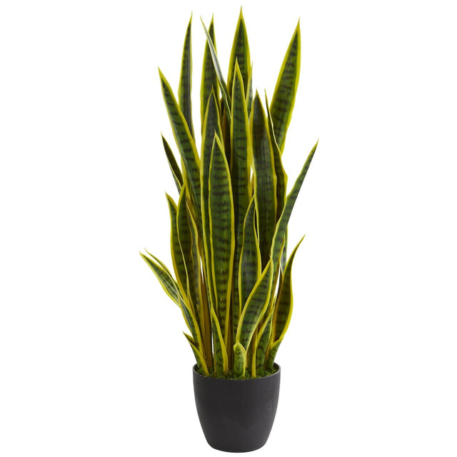 NEARLY NATURAL INC. 6350-YL Nearly Natural Sansevieria 38in Artificial Plant With Pot, Yellow/Black NEARLY NATURAL INC. 6350-YL Nearly Natural Sansevieria 38in Artificial Plant With Pot, Yellow/Black