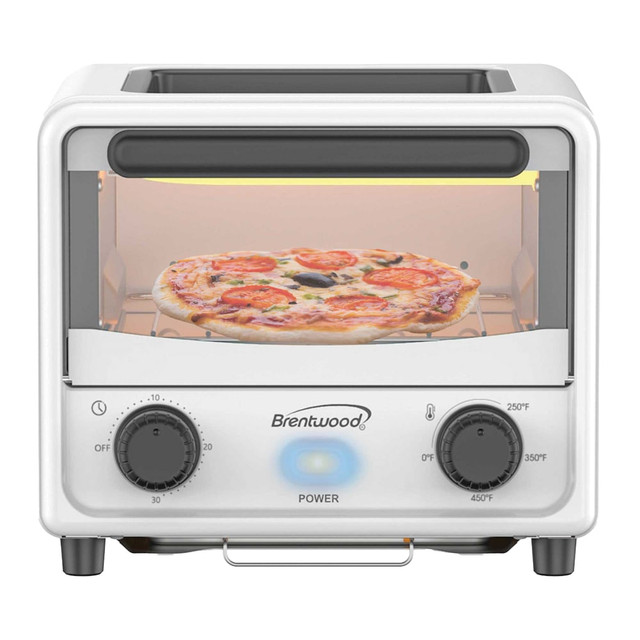 BRENTWOOD APPLIANCES, INC. TS-3430W Brentwood 183 Cu In 500W Stainless Steel Mini Toaster Oven, White BRENTWOOD APPLIANCES, INC. TS-3430W Brentwood 183 Cu In 500W Stainless Steel Mini Toaster Oven, White
