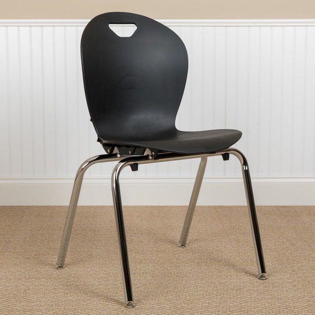 FLASH FURNITURE ADVTITAN18BLK  Advantage Titan Student Stacking School Chair, Black/Silver