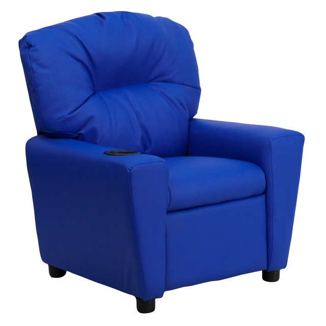 FLASH FURNITURE BT7950KIDBLUE Contemporary Kids Vinyl Recliner Accent Chair With Cup Holder, Blue FLASH FURNITURE BT7950KIDBLUE Contemporary Kids Vinyl Recliner Accent Chair With Cup Holder, Blue