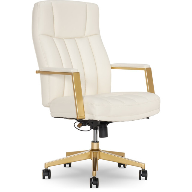 TRUE INNOVATIONS 52643-CRM Thomasville Lyndale Ergonomic Faux Leather Mid-Back Office Chair, Cream TRUE INNOVATIONS 52643-CRM Thomasville Lyndale Ergonomic Faux Leather Mid-Back Office Chair, Cream