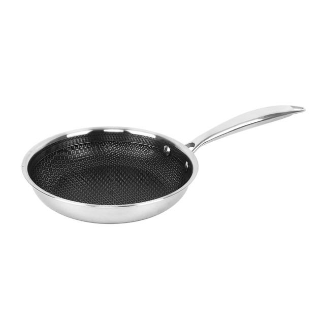 BRENTWOOD APPLIANCES, INC. B-FH20 Brentwood 3-Ply Hybrid Non-Stick Stainless Steel Induction-Ready Frying Pan, 8in, Silver