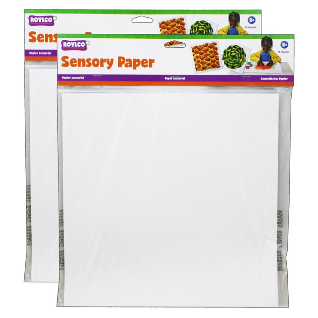 EDUCATORS RESOURCE R-15413-2 Roylco Sensory Paper, 12in x 12in, White, 36 Sheets Per Pack, Set Of 2 Packs