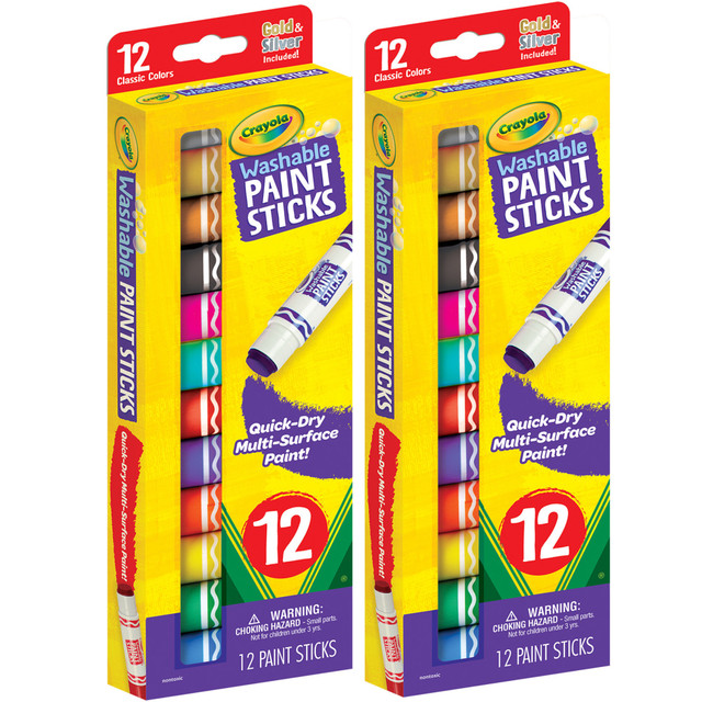 EDUCATORS RESOURCE BIN546211-2 Crayola Washable Paint Sticks, 8 mL, Assorted, Pack Of 12 Paints, Set Of 2 Packs EDUCATORS RESOURCE BIN546211-2 Crayola Washable Paint Sticks, 8 mL, Assorted, Pack Of 12 Paints, Set Of 2 Packs