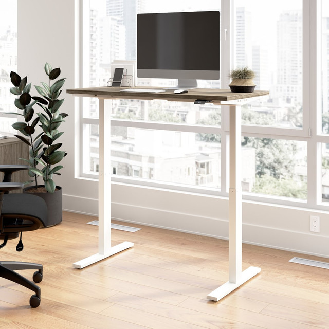 BUSH INDUSTRIES INC. M6S4824MHWK Bush Business Furniture Move 60 Series 48inW x 24inD Electric Height Adjustable Standing Desk, Modern Hickory/White Powder Coat, Standard Delivery