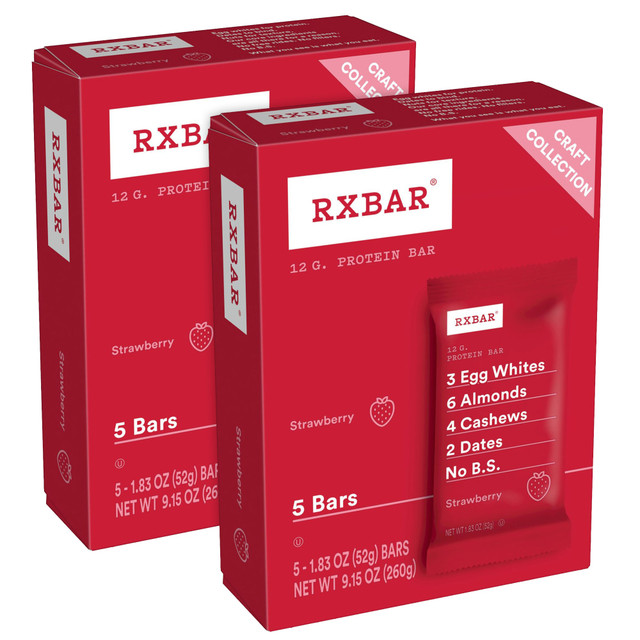 SUNSET HILL FARM 008101289454 RXBAR Adult Bars, Strawberry, 1.83 Oz, 5 Bars Per Box, Pack Of 2 Boxes SUNSET HILL FARM 008101289454 RXBAR Adult Bars, Strawberry, 1.83 Oz, 5 Bars Per Box, Pack Of 2 Boxes