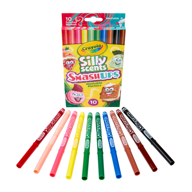 CRAYOLA LLC 58-8275 Crayola Silly Scent Smashups Fine Line Washable Markers, Assorted Colors, Pack Of 10 Markers