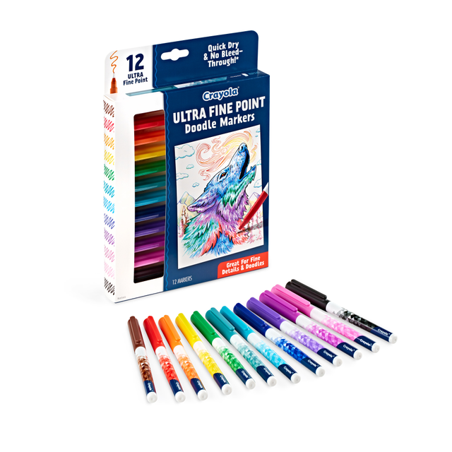 CRAYOLA LLC 58-8313 Crayola Doodle & Draw Markers, Ultra Fine Point, Assorted Colors, Pack Of 12 Markers CRAYOLA LLC 58-8313 Crayola Doodle & Draw Markers, Ultra Fine Point, Assorted Colors, Pack Of 12 Markers