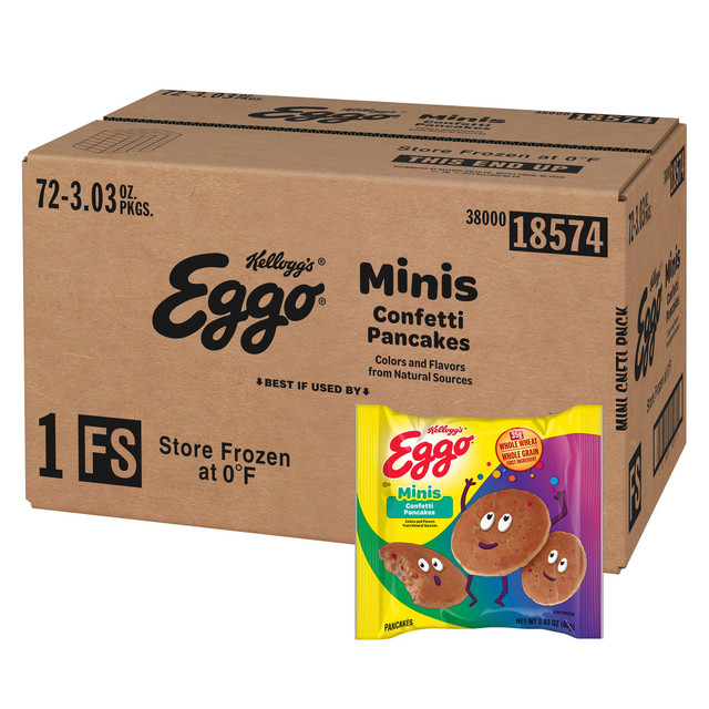 KELLOGGs 00038000185748 Eggo Bites Mini Pancakes, Maple, 3.03 Oz, Carton Of 72 Pancakes KELLOGGs 00038000185748 Eggo Bites Mini Pancakes, Maple, 3.03 Oz, Carton Of 72 Pancakes