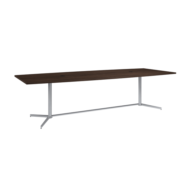 BUSH INDUSTRIES INC. 99TBM120BWSVK Bush Business Furniture 120inW x 48inD Boat Shaped Conference Table With Metal Base, Black Walnut, Standard Delivery BUSH INDUSTRIES INC. 99TBM120BWSVK Bush Business Furniture 120inW x 48inD Boat Shaped Conference Table With Metal Base, Black Walnut, Standard Delivery