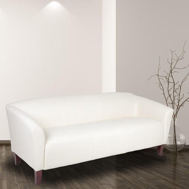 FLASH FURNITURE 1113WH HERCULES Imperial Series Leathersoft Sofa With Cherry Wood Feet, Ivory FLASH FURNITURE 1113WH HERCULES Imperial Series Leathersoft Sofa With Cherry Wood Feet, Ivory