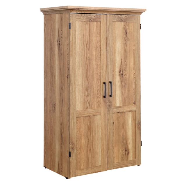 SAUDER WOODWORKING CO. 434827 Sauder Select 36inW Storage Craft & Sewing Armoire, Timber Oak SAUDER WOODWORKING CO. 434827 Sauder Select 36inW Storage Craft & Sewing Armoire, Timber Oak