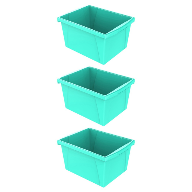 EDUCATORS RESOURCE STX61477U06C-3 Storex Classroom Storage Bins, 4 Gallon, 7-15/16inH x 11-5/16inW x 13-5/8inD, Teal, Pack Of 3 Bins
