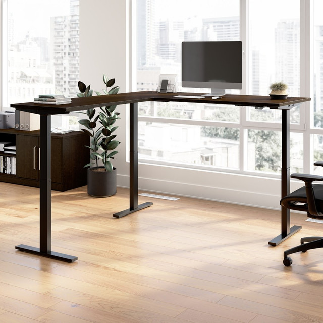 BUSH INDUSTRIES INC. M6SL7278MRBK Bush Business Furniture Move 60 Series 72inW Height Adjustable L Shaped Standing Desk, Mocha Cherry/Black Powder Coat, Standard Delivery