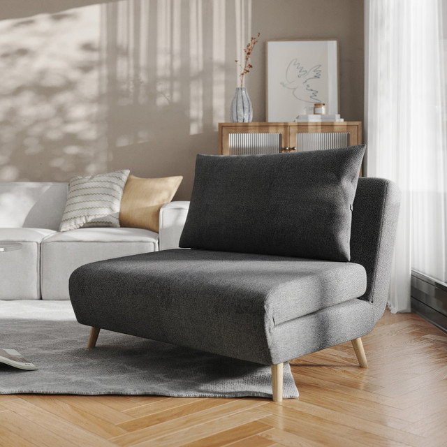 FLASH FURNITURE BOBSBS031DKGRY Shaw Convertible Tri-Fold Fabric Sleeper Guest Chair, Dark Gray FLASH FURNITURE BOBSBS031DKGRY Shaw Convertible Tri-Fold Fabric Sleeper Guest Chair, Dark Gray
