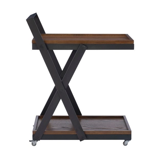 L. POWELL ACQUISITION CORP. ODP2971 Powell Evans Rolling Bar Cart, 35-1/4in x 28-3/4in, Brown L. POWELL ACQUISITION CORP. ODP2971 Powell Evans Rolling Bar Cart, 35-1/4in x 28-3/4in, Brown