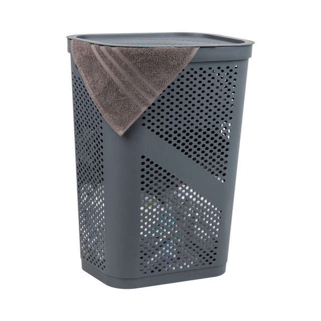 EMS MIND READER LLC HBIN60-GRY Mind Reader 60L Laundry Hamper Clothes Basket with Lid, 23-1/2inH x 13-3/4inW x 17-1/4inL, Gray EMS MIND READER LLC HBIN60-GRY Mind Reader 60L Laundry Hamper Clothes Basket with Lid, 23-1/2inH x 13-3/4inW x 17-1/4inL, Gray