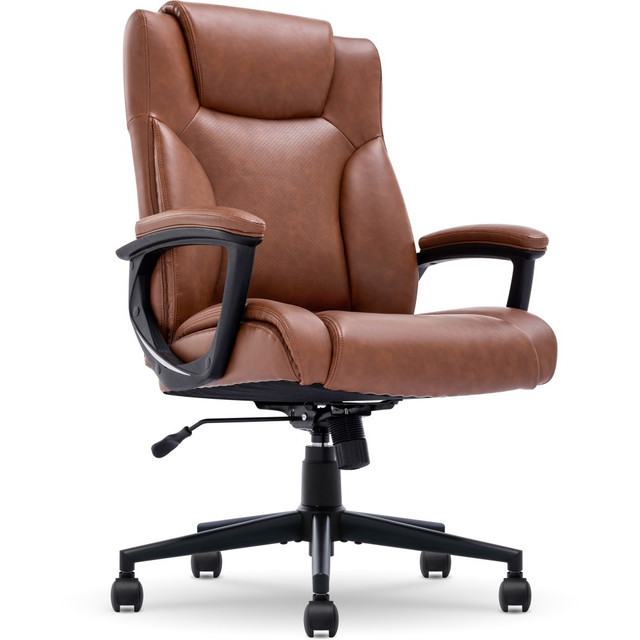 TRUE INNOVATIONS 43672H Serta Connor Ergonomic Bonded Leather High-Back Executive Office Chair, Cognac TRUE INNOVATIONS 43672H Serta Connor Ergonomic Bonded Leather High-Back Executive Office Chair, Cognac
