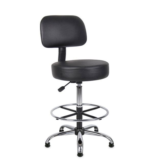 NORSTAR OFFICE PRODUCTS INC. B16245-BK+TU021 Boss Office Products Adjustable Antimicrobial Drafting Stool With Back, Removable Foot Rest & Glides, Black NORSTAR OFFICE PRODUCTS INC. B16245-BK+TU021 Boss Office Products Adjustable Antimicrobial Drafting Stool With Back, Removable Foot Rest & Glides, Black