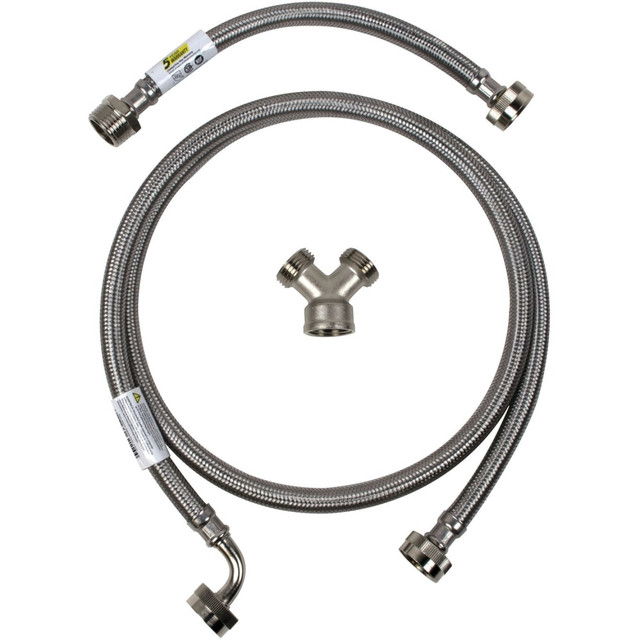 SELA PRODUCTS, LLC STMKIT1 Certified Appliance Accessories Braided Stainless Steel Steam Dryer Installation Kit with Elbow, 6ft - Stainless Steel, Vinyl, PVC, Polyester - Silver, Clear SELA PRODUCTS, LLC STMKIT1 Certified Appliance Accessories Braided Stainless Steel Steam Dryer Installation Kit with Elbow, 6ft - Stainless Steel, Vinyl, PVC, Polyester - Silver, Clear