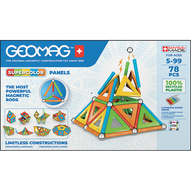 GS1 SWITZERLAND GMW379 Geomag Magnetic Building Set, Supercolor Recycled, 78 Pieces