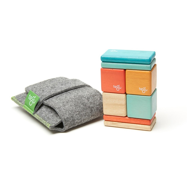 THE TEGU CORPORATION TEGPOPSNS508T Tegu Magnetic Wooden Blocks, Sunset, 8-Piece Pocket Pouch