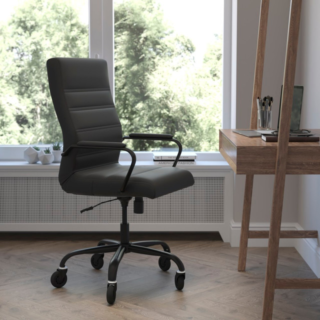 FLASH FURNITURE GO2286HBKBKRLB Whitney Ergonomic Faux Leather High-Back Executive Swivel Office Chair, Black FLASH FURNITURE GO2286HBKBKRLB Whitney Ergonomic Faux Leather High-Back Executive Swivel Office Chair, Black