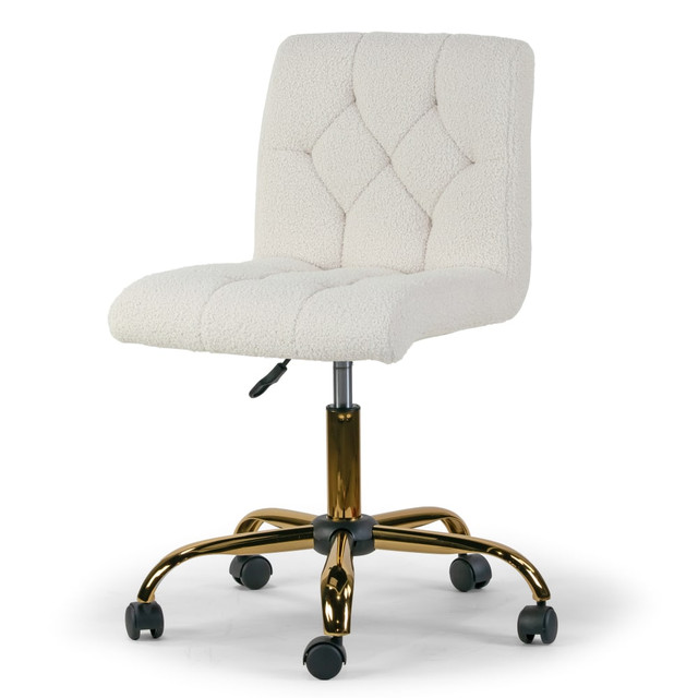 GLAMOUR HOME GHTSC-1586  Aman Ergonomic Boucle Upholstered Mid-Back Adjustable Height Swivel Office Task Chair, Cream