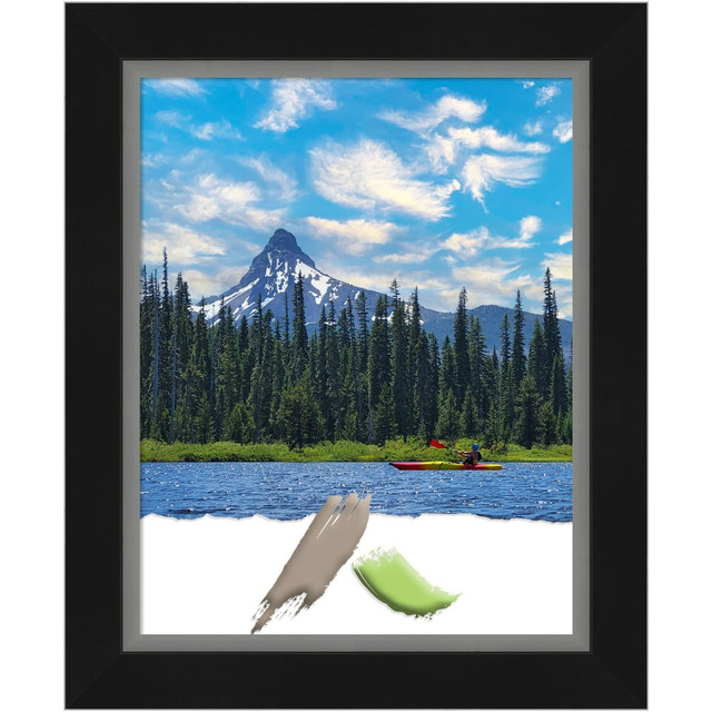 UNIEK INC. A42707345402 Amanti Art Eva Black Silver Picture Frame, 14in x 17in, Matted For 11in x 14in