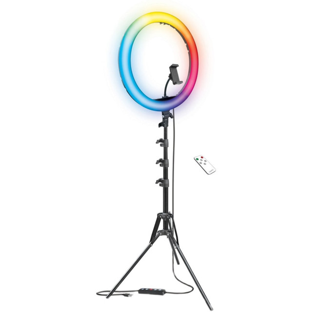 BOWER WA-RLSRGB16  RGB Selfie Ring Light Studio Kit With Wireless Remote Control & Tripod, 62inH, 10W, Black