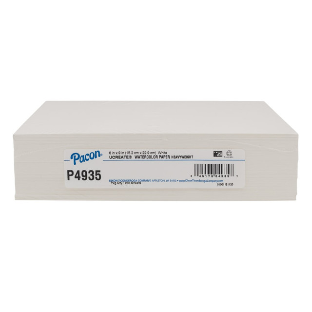 PACON CORPORATION PAC4935 UCreate Watercolor Paper, 90 lb, 6in x 9in, White, Pack Of 200 Sheets PACON CORPORATION PAC4935 UCreate Watercolor Paper, 90 lb, 6in x 9in, White, Pack Of 200 Sheets