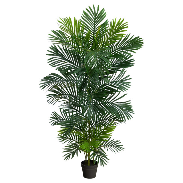 NEARLY NATURAL INC. T2046 Nearly Natural Areca Palm 60inH Artificial Plant With Planter, 60inH x 16inW x 16inD, Green/Black