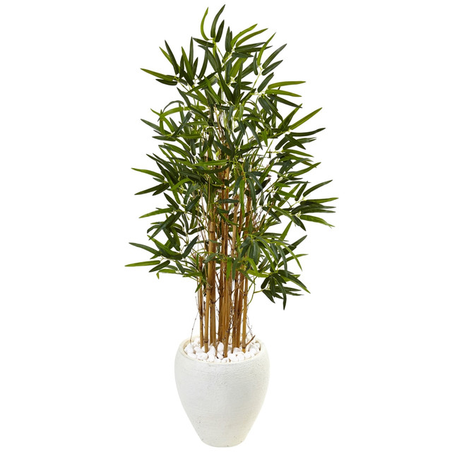 NEARLY NATURAL INC. 5816 Nearly Natural Bamboo 48inH Artificial Tree With Oval Planter, 48inH x 28inW x 28inD, Green NEARLY NATURAL INC. 5816 Nearly Natural Bamboo 48inH Artificial Tree With Oval Planter, 48inH x 28inW x 28inD, Green