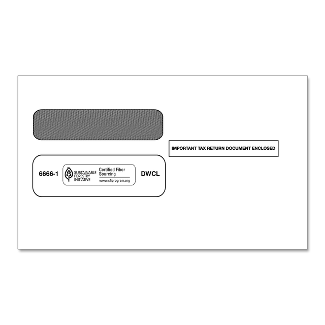 TAX FORMS PRINTING, INC. 66661OD ComplyRight Double-Window Envelopes For W-2 Tax Forms, 5-5/8in x 9-1/4in, Moisture-Seal, White, Pack Of 100 Envelopes TAX FORMS PRINTING, INC. 66661OD ComplyRight Double-Window Envelopes For W-2 Tax Forms, 5-5/8in x 9-1/4in, Moisture-Seal, White, Pack Of 100 Envelopes