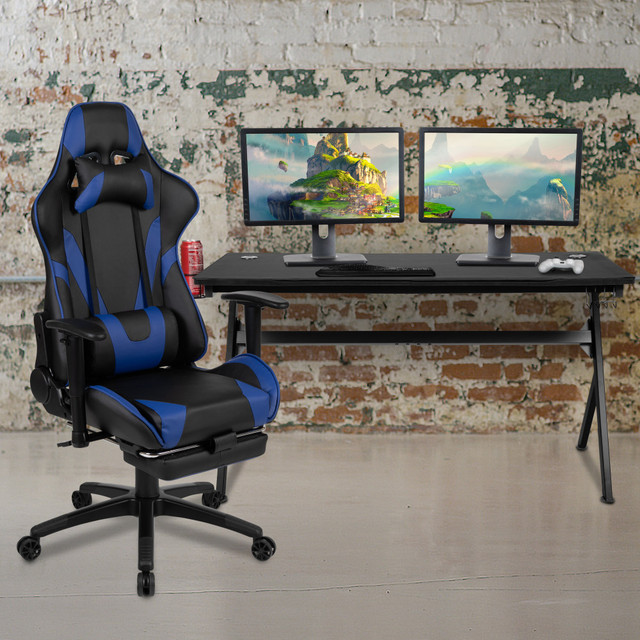 FLASH FURNITURE BLNX30D1904LBL  Gaming Desk And Reclining Chair Set, Blue