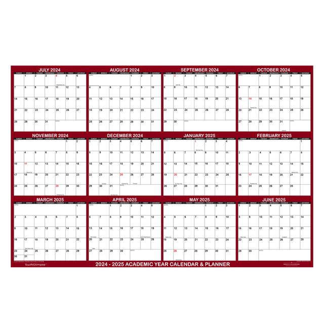 RELIABLE MAP COMPANY OF FLORIDA, LLC DBA SWIFTMAPS AND GRAPHICS SG 2024 ACA MAR 48 2024-2025 SwiftGlimpse Academic Wall Calendar 48in x 72in, Maroon, July 2024 To June 2025, SG 2024 ACA MAR RELIABLE MAP COMPANY OF FLORIDA, LLC DBA SWIFTMAPS AND GRAPHICS SG 2024 ACA MAR 48 2024-2025 SwiftGlimpse Academic Wall Calendar 48in x 72in, Maroon, July 2024 To June 2025, SG 2024 ACA MAR