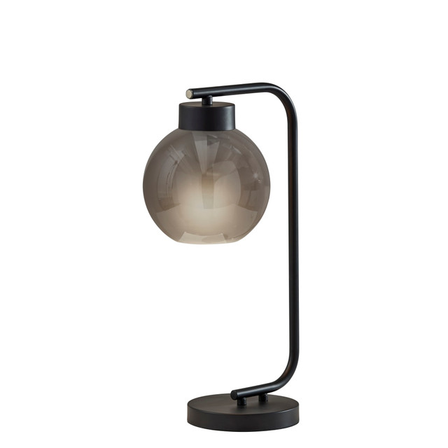 ADESSO INC 3897-01 Adesso Atticus Table Lamp, 20inH, Smoked Glosted Glass Shade/Black Base