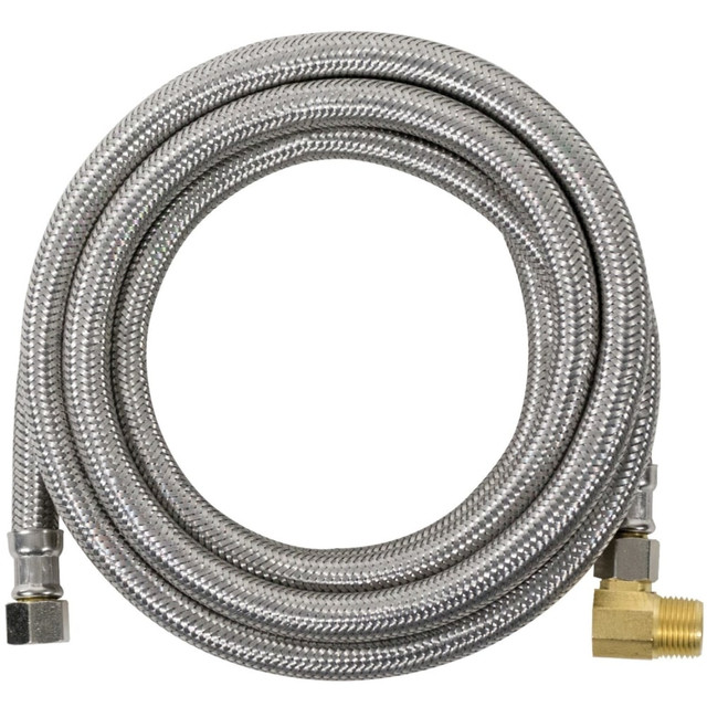 SELA PRODUCTS, LLC DW120SSBL Certified Appliance Accessories Braided Stainless Steel Dishwasher Connector with MIP Elbow - 10 ft - Silver, Stainless Steel, Gold - Stainless Steel, Vinyl, Polyvinyl Chloride (PVC), Polyester