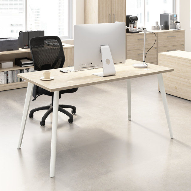 BUSH INDUSTRIES INC. VSD160NE Bush Business Furniture Vista 60inW Computer Desk with Splayed Metal Legs, Natural Elm, Standard Delivery BUSH INDUSTRIES INC. VSD160NE Bush Business Furniture Vista 60inW Computer Desk with Splayed Metal Legs, Natural Elm, Standard Delivery