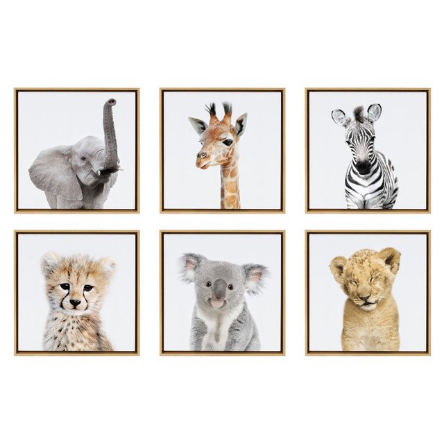 UNIEK INC. 221323 Uniek Kate And Laurel Sylvie Framed Canvas Wall Art Prints, 13in x 13in, Safari Animal Collection, Set Of 6 UNIEK INC. 221323 Uniek Kate And Laurel Sylvie Framed Canvas Wall Art Prints, 13in x 13in, Safari Animal Collection, Set Of 6