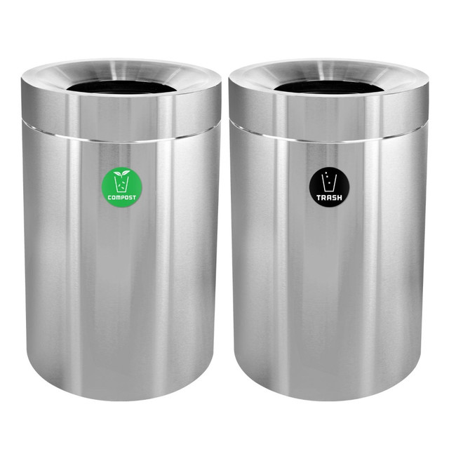 ADIR CORP. ALP475-50-CO-T Alpine Industries Stainless Steel Compost And Trash Cans, 50 Gallon, Silver, Set Of 2 Cans ADIR CORP. ALP475-50-CO-T Alpine Industries Stainless Steel Compost And Trash Cans, 50 Gallon, Silver, Set Of 2 Cans