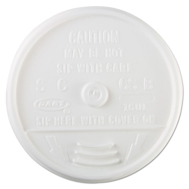 DART 16UL Plastic Lids, Fits 12 oz to 24 oz Hot/Cold Foam Cups, Sip-Thru Lid, White, 100/Pack, 10 Packs/Carton