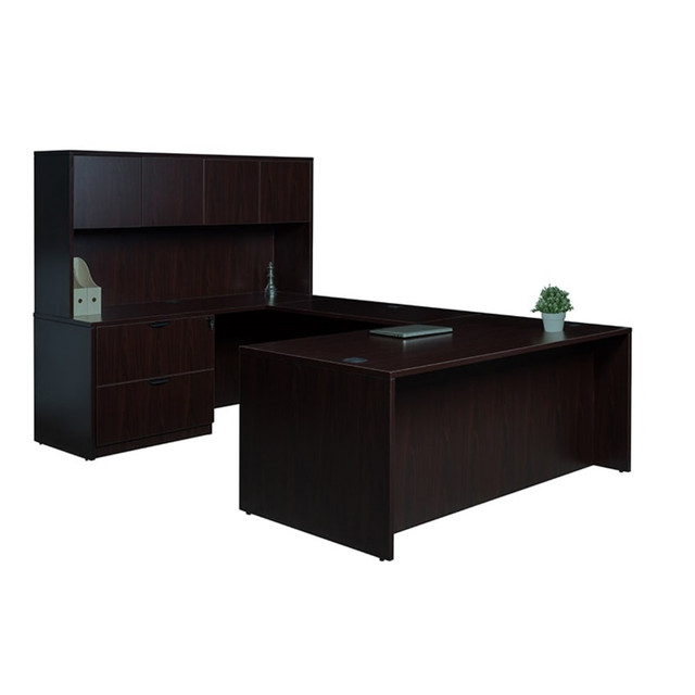 NORSTAR OFFICE PRODUCTS INC. GROUPA7-MOC Boss Office Products 71in Executive U-Shaped Desk With 2-Drawer Lateral File And 4-Door Hutch, Mocha NORSTAR OFFICE PRODUCTS INC. GROUPA7-MOC Boss Office Products 71in Executive U-Shaped Desk With 2-Drawer Lateral File And 4-Door Hutch, Mocha