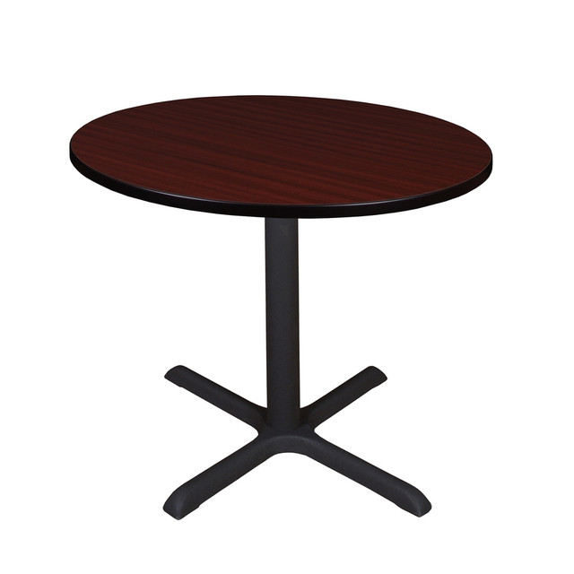 REGENCY SEATING, INC. TB42RNDMH Regency Cain Round X-Base Breakroom Table, 29inH x 42inW x 42inD, Mahogany/Black REGENCY SEATING, INC. TB42RNDMH Regency Cain Round X-Base Breakroom Table, 29inH x 42inW x 42inD, Mahogany/Black