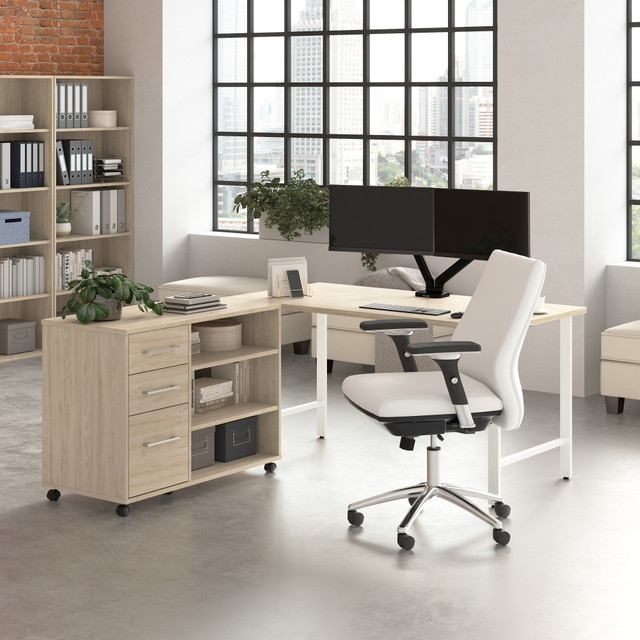 BUSH INDUSTRIES INC. HUS009NE Bush Business Furniture Hustle 60inW Computer Desk and Storage Cabinet with Drawers and Shelves, Natural Elm, Standard Delivery Service BUSH INDUSTRIES INC. HUS009NE Bush Business Furniture Hustle 60inW Computer Desk and Storage Cabinet with Drawers and Shelves, Natural Elm, Standard Delivery Service