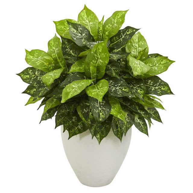 NEARLY NATURAL INC. 6493 Nearly Natural Dieffenbachia 28inH Artificial Plant With Planter, 28inH x 24inW x 24inD, Green/White NEARLY NATURAL INC. 6493 Nearly Natural Dieffenbachia 28inH Artificial Plant With Planter, 28inH x 24inW x 24inD, Green/White