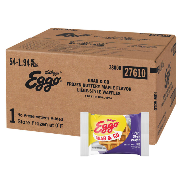 KELLOGGs 00038000276101 Eggo Liege-Style Maple Waffles, 1.94 Oz, Carton Of 54 Waffles KELLOGGs 00038000276101 Eggo Liege-Style Maple Waffles, 1.94 Oz, Carton Of 54 Waffles