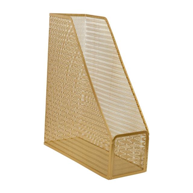 FLASH FURNITURE HHOHD06GLD Martha Stewart Ryder Mesh Metal Single-Slot Magazine File Holder Desktop Organizer, 11-1/2inH x 3-3/4inW x 9-3/4inD, Gold FLASH FURNITURE HHOHD06GLD Martha Stewart Ryder Mesh Metal Single-Slot Magazine File Holder Desktop Organizer, 11-1/2inH x 3-3/4inW x 9-3/4inD, Gold