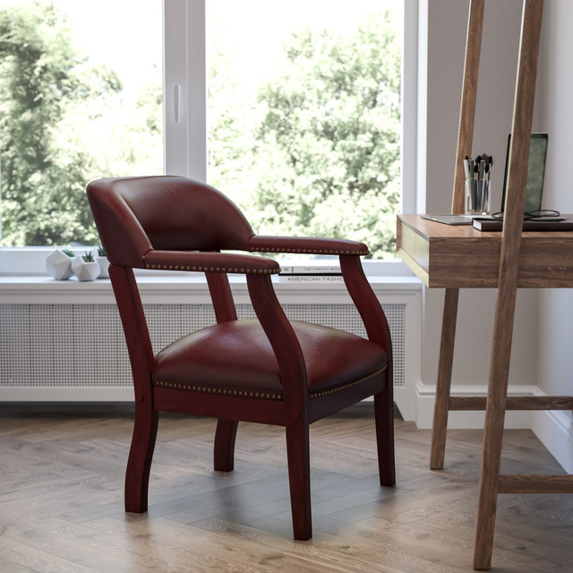 FLASH FURNITURE BZ105OXBLD Vinyl Conference Guest Chair With Accent Nail Trim, Oxblood FLASH FURNITURE BZ105OXBLD Vinyl Conference Guest Chair With Accent Nail Trim, Oxblood